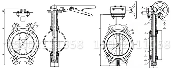 不銹鋼襯四氟蝶閥結構圖