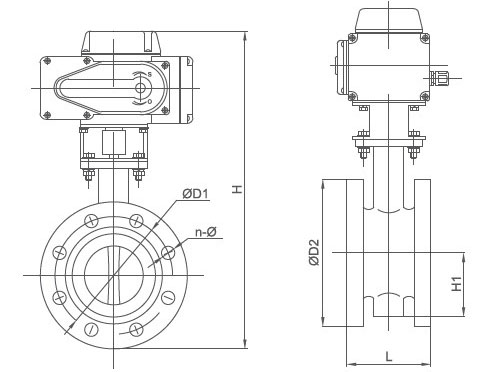 IP68防水型電動蝶閥結構尺寸