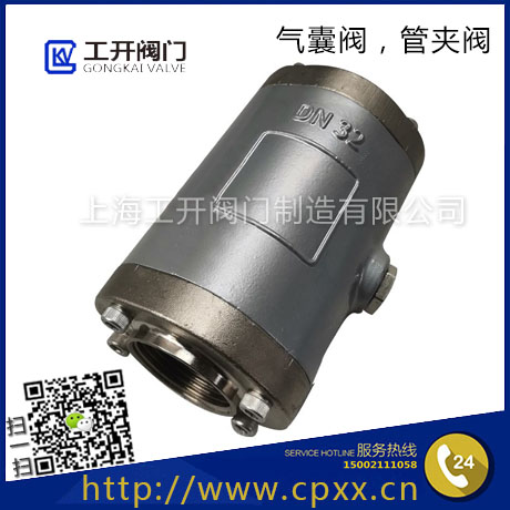 氣動管夾閥-氣囊閥-擠壓閥-管夾閥-內螺紋連接氣動夾管閥